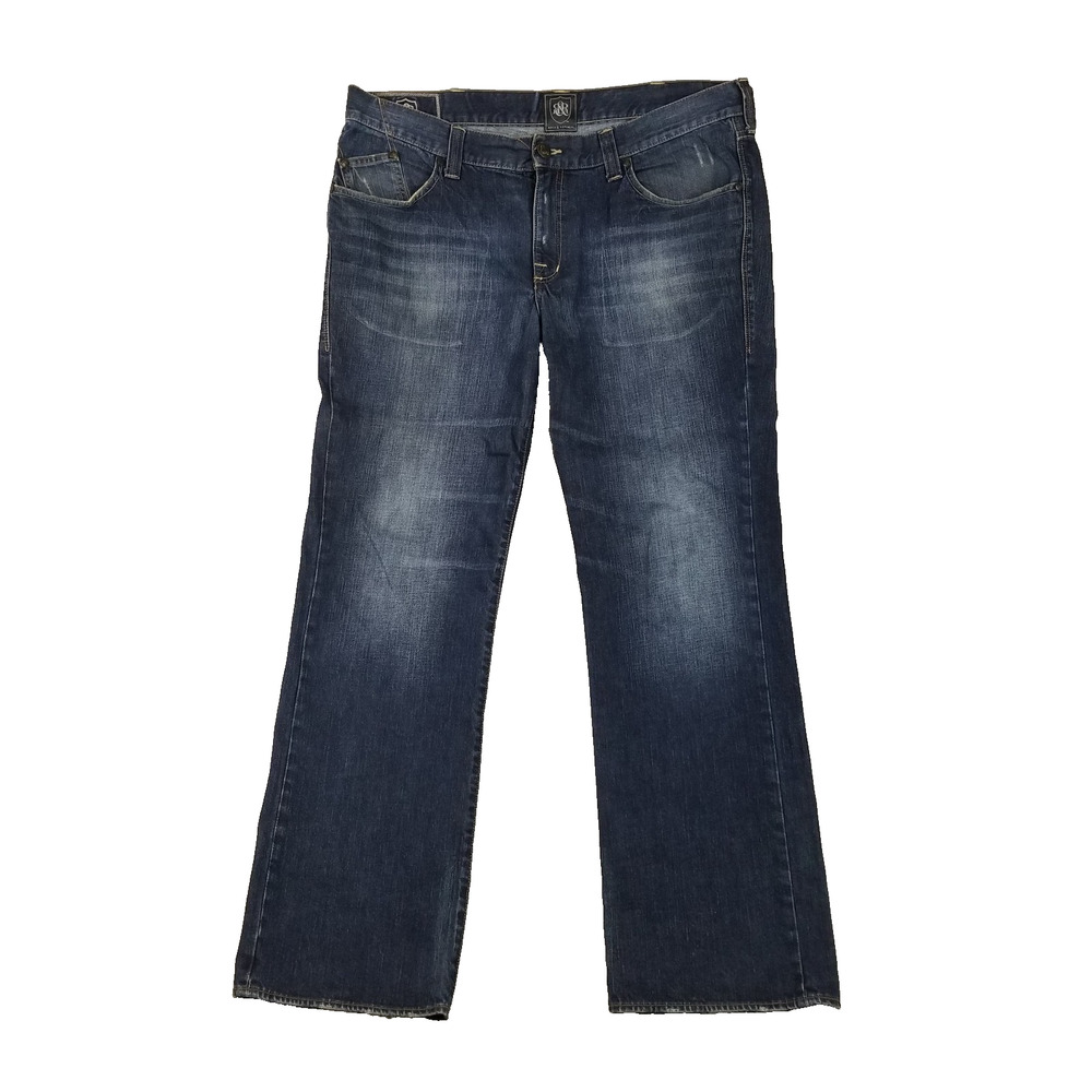 Rock & Republic Jeans Mens 40x34 Blue Neil Straight Leg Distressed Denim Pants